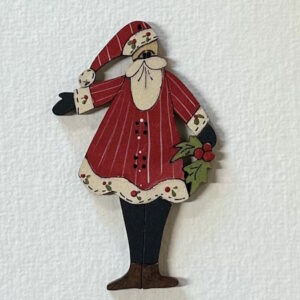 Hand Painted wooden Santa Button