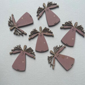 Hand Painted Wooden Angel Button in Pink