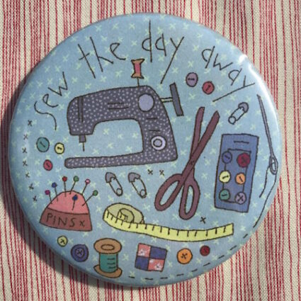 Hatched and Patched Blue Handbag Mirror