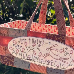 Hatched and Patched Listen to the Earth small project bag pattern by Anni Downs