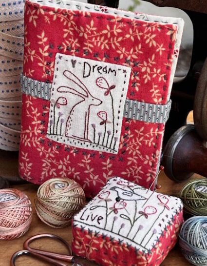 Hatched and Patched Live and dream Sewing Set Pattern needlebook and Pin cushion