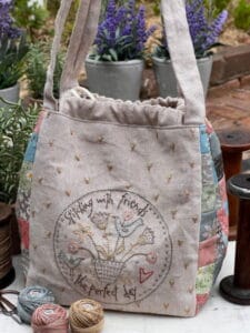 Hatched and Patched Love to Sew Drawstring Applique and Embroidered Bag Pattern by Anni Downs