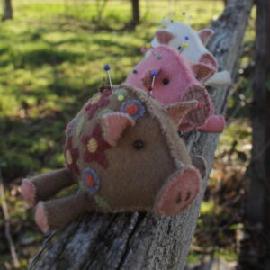 Hatched and Patched Pin Pigs Pattern by Anni Downs