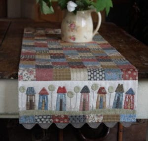 Hatched and Patched Tiny Town Table Runner Pattern by Anni Downs