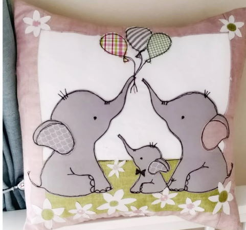 Helen Newton Elephants Nursery Applique Cushion Pattern