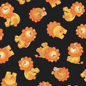 Henry Glass Born to be Wild Novelty Lions Black by Delphine Cubitt