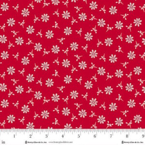 Henry Glass Redberry Lane Daisy Sprig Red Cotton Fabric by Gail Pan