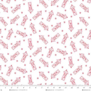 Henry Glass Redberry Lane Hash Tag Scattered houses white cotton fabric by Gail Pan