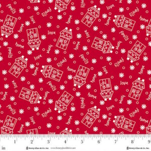 Henry Glass Redberry Lane House of Love scatter cotton fabric by Gail Pan
