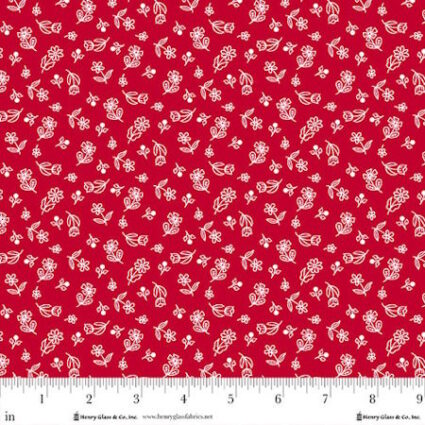 Henry Glass Redberry Lane Mini Calico Red littel white flowers By Gail Pan