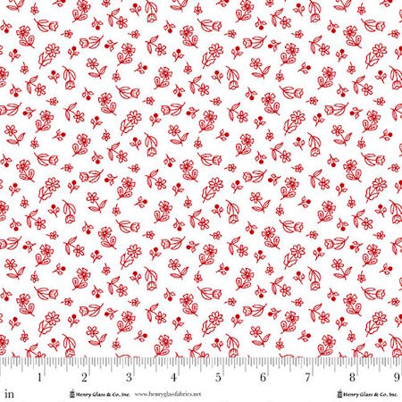 Henry Glass Redberry Lane Mini Calico White littel red flowers by Gail Pan