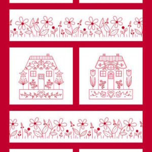 Henry Glass Redberry Lane houses and flower panel by Gail Pan