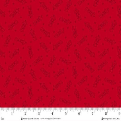 Henry Glass Redberry Lane Tiny Houses Red Cotton Fabric by Gail Pan