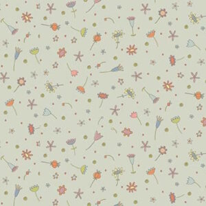 Henry Glass Simply Be Scattered Flowers Dove grey by Anni Downs Cotton Fabric