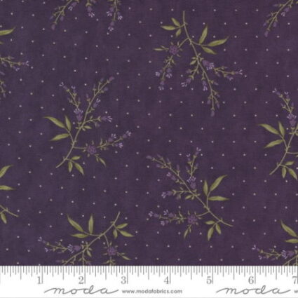 Moda Iris and Ivy Fresh picked Flowers and dots on a purple fabric background