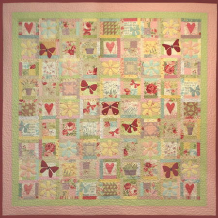 Leannes House Block Of The Month Butterfly Garden Finished Quilt Picture