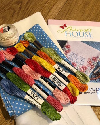 Leanne’s House Stitchers Keeper pattern and fabric pack contents.