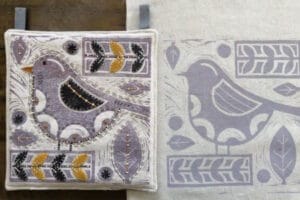 Lino Print Embellishing class with Louise Nichols at Poppy Patch