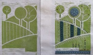 Lino Print Embellishing class with Louise Nichols at Poppy Patch