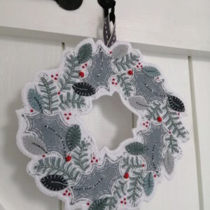 Louise Nichols Folk Textile artist Christmas wreath Kit Grey