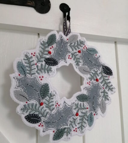 Louise Nichols Folk Textile artist Christmas wreath Kit Grey