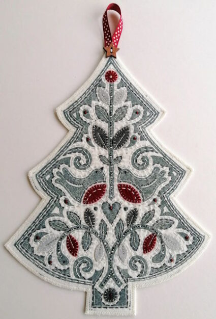 Louise Nichols Textile artist Folk Christmas Tree Blue