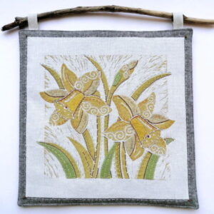 Louise Nichols Textiles Daffodils Lino Print Panel Kit