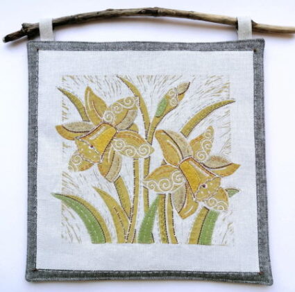 Louise Nichols Textiles Daffodils Lino Print Panel Kit