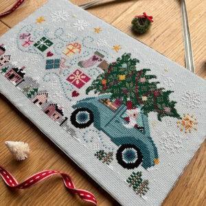 Love Poppet Driving Home for Christmas Cross Stitch Kit on Aida