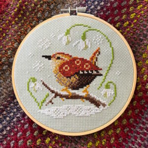 Love Poppet Wren and Snowdrop Cross Stitch Kit