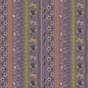 Lynette Anderson Botanicals Butterfly Stripe mauve from Nutex
