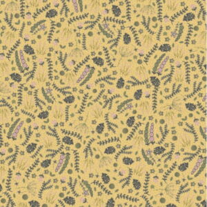 Lynette Anderson Botanicals Floral Scatter on a gold fabric Background