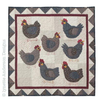Lynette Anderson Hens in the yard Applique Wall hanging pattern hanging