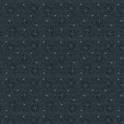 Lynette Anderson Hollyberry House Christmas Snowflakes on a navy blue fabric background