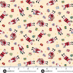 Makower Country Christmas Novelty Fabric Santa Cream