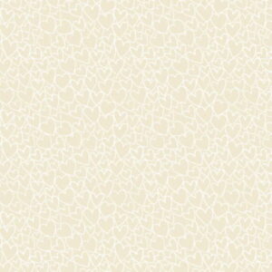 Makower Essentials Heart outlined white hearts on a cream fabric background