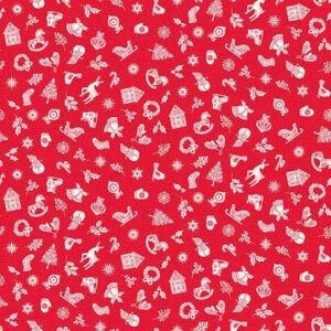 Makower Scandi Christmas 2025 Charms red cotton fabric