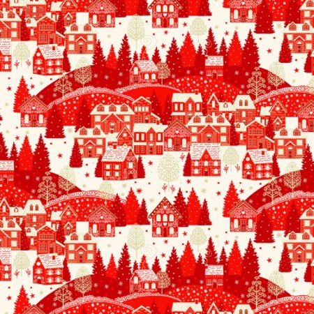 Makower Scandi Christmas Scenic Red