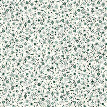 Makower scandi 2025 Christmas Stars green cotton fabric