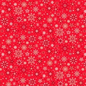 Makower Scandi Snowflakes Cream on Red