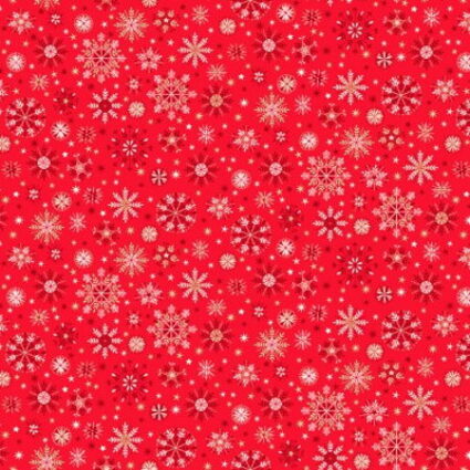 Makower Scandi Snowflakes Cream on Red