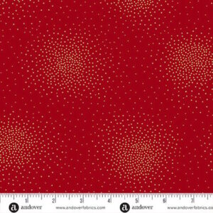 Makower Spritz Gold Metallic Red Christmas Fabric