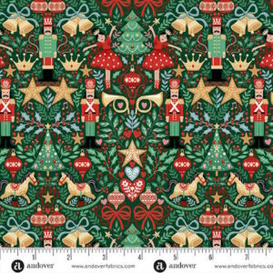 Makower The Nutcracker Sugar Plum Novelty Christmas Fabric Green