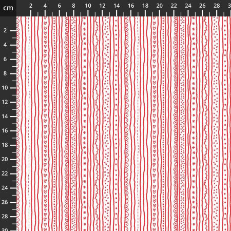 Henry Glass redwork Christmas Stripe Fabric by Mandy Shaw
