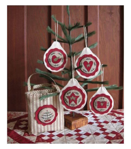Marg Low Festive Keepsakes ornaments and little bag Punch Needle