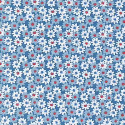 Moda 30's Playtime Daisies blue by Linzee McCray