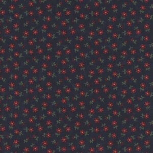 Moda Daisy Lane Carnation Dark Blue fabric with scattered flowers