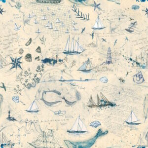 Moda Longshore Passport flag is a feature fabric in natural by Janet Clare