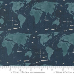 Moda Seafarers Way Night dark Blue cotton fabric by Janet Clare