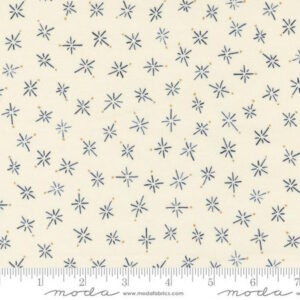 Moda Longshore True North Flag dark blue on a cream fabric background by Janet Clare